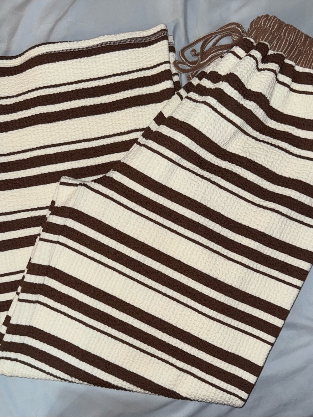 Fantastic Fawn- Striped Knit Two-Piece Set in Cream & Brown